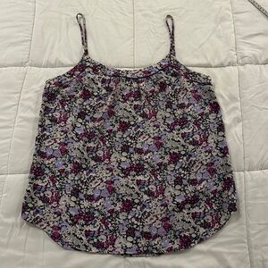 Ann Taylor LOFT - Women’s Swing Tank Top - Medium - Purple and Grey Floral
